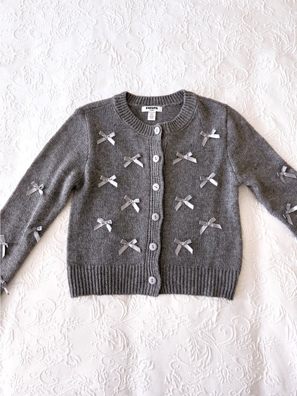 rsq grey 3d bow cardigan xs